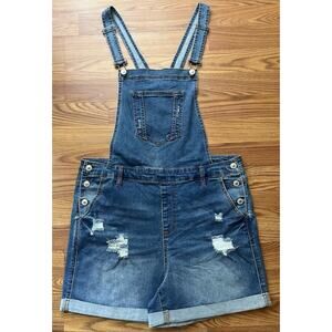 WAX JEAN Blue Womens Denim 2XL Overall Short Romper Jumpsuit Cowgirl Barn